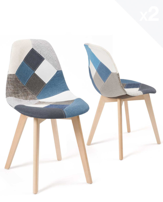 Chaises Scandinaves Patchwork LAO Lot De 2 Kayelles