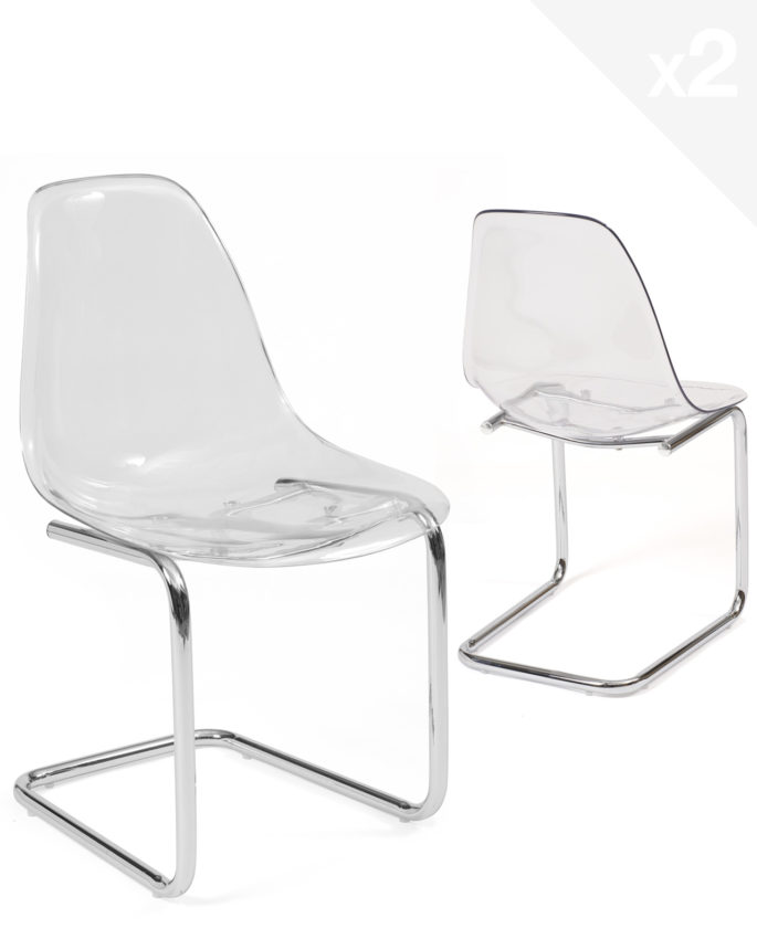 Chaise Transparente Pied Chrome Meo Lot De Kayelles