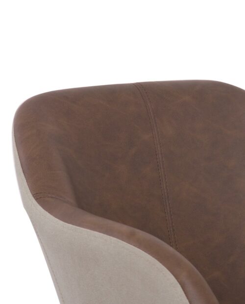 Chaise de Bureau Design PU Marron Antique et Toile Couleur Sable Chaise de Bureau Design PU Marron Antique et Toile Couleur Sable
