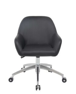 CAPA Chaise de Bureau Design piétement Alu Poli - PU Noir