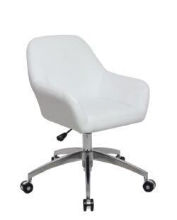 CAPA Chaise de Bureau Design piétement Alu Poli - PU Blanc