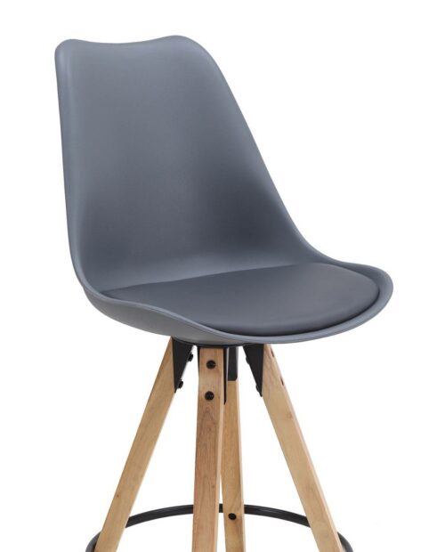 Tabouret de Bar Design piétement chêne Gris CLEO Tabouret de Bar Design piétement chêne Gris CLEO