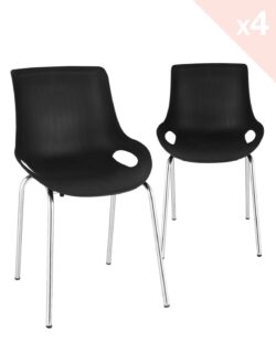 NIDO Lot de 4 chaises Cuisine métal Design - Noir