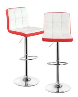 Lot de 2 chaises de bar Confort - PU - Chrome - Rouge