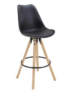CLEO Chaise de Bar Design piétement chêne Noir