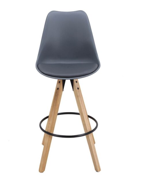 Chaise de Bar Design piétement chêne Gris CLEO Chaise de Bar Design piétement chêne Gris CLEO