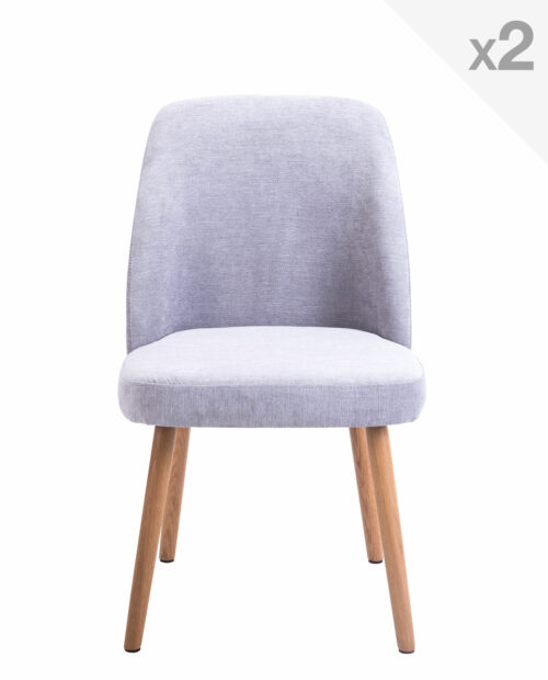 Lot de 2 Chaises Scandinave piétement Chêne - Gris Chiné Lot de 2 Chaises Scandinave piétement Chêne - Gris Chiné