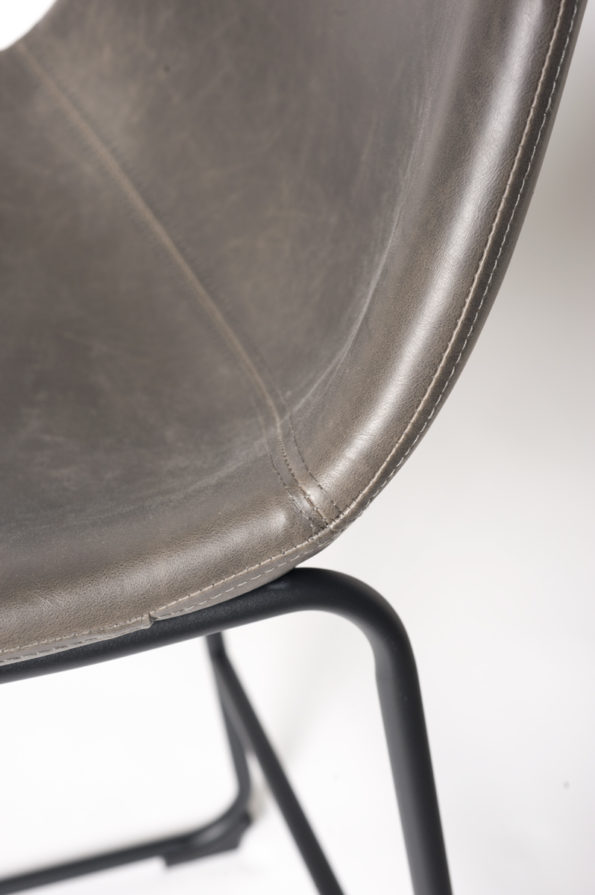 chaise de bar industriel - HELIO61 metal et PU Gris vintage - kayelles