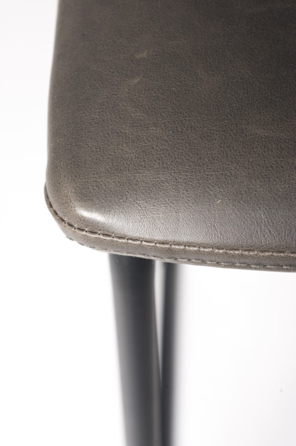 chaise de bar industriel - HELIO61 metal et PU Gris vintage
