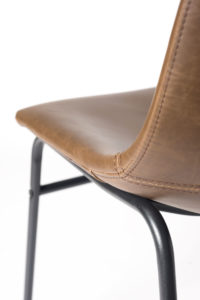 chaise de cuisine industriel metal et cuir - HELIO47 - Kayelles - marron