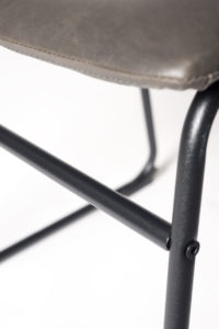 chaise de cuisine vintage industriel metal et cuir - HELIO47 - Kayelles - gris