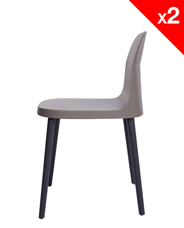 SANTI Lot de 2 chaises design Intérieur / Extérieur - KAYELLES - Grises