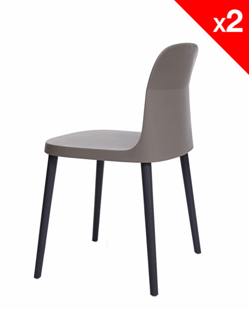 SANTI Lot de 2 chaises design Intérieur / Extérieur - KAYELLES - Gris SANTI Lot de 2 chaises design Intérieur / Extérieur - KAYELLES - Gris
