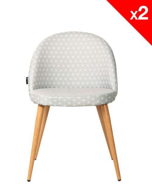 Chaise Scandinave Vintage GIZA tissu gris étoiles Chaise Scandinave Vintage GIZA tissu gris étoiles