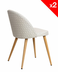 Giza Chaise Scandinave Vintage KAYELLES tissu gris étoiles Giza Chaise Scandinave Vintage KAYELLES tissu gris étoiles