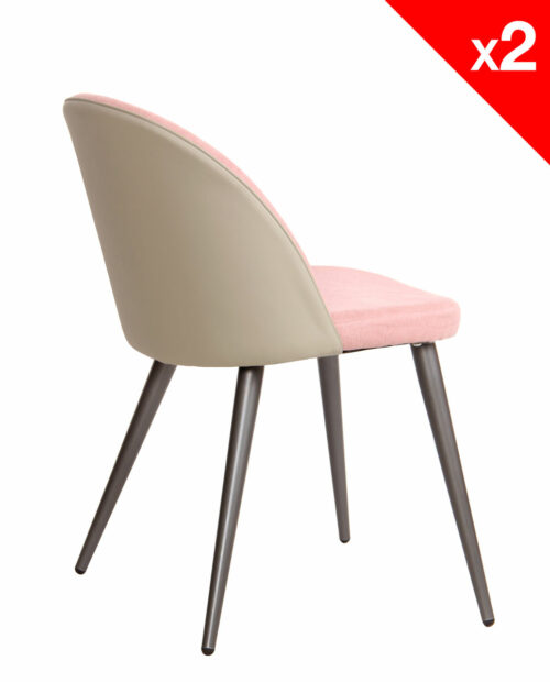 Lot de 2 Chaises Cocktail rétro tissu rose gaufré - GIZA Lot de 2 Chaises Cocktail rétro tissu rose gaufré - GIZA
