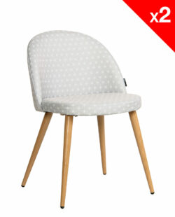 Chaise scandinave rétro Giza tissu gris étoiles - lot 2 chaises vintage moderne