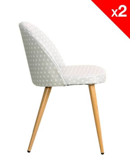 Kayelles Chaise Scandinave Vintage GIZA tissu gris étoiles Kayelles Chaise Scandinave Vintage GIZA tissu gris étoiles