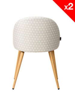 Giza Chaise Scandinave Vintage tissu gris étoiles Giza Chaise Scandinave Vintage tissu gris étoiles