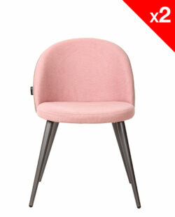 Chaise vintage Giza - Cuisine, Salle à manger - métal et tissu (Rose gaufré)