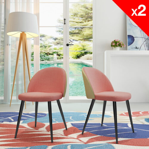 Chaise vintage GIZA métal et tissu rose Gaufré - Kayelles
