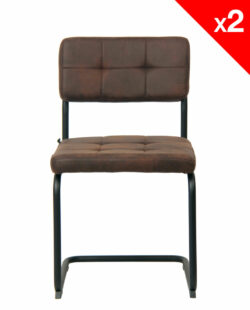 Chaise Vintage SAFI - lot de 2 chaises industrielles marron