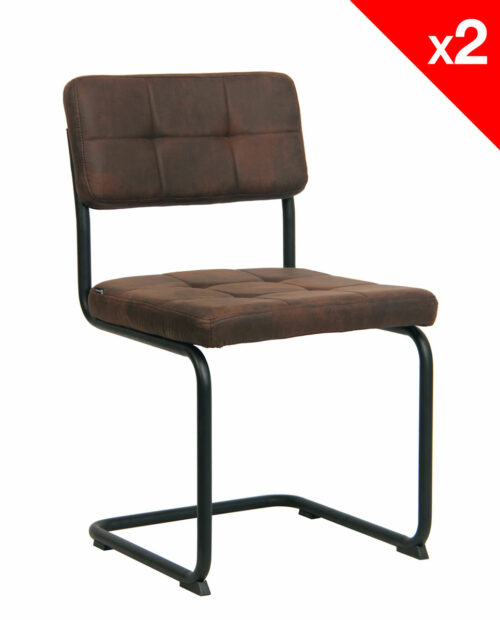 Chaise Vintage SAFI - lot de 2 chaises design marron