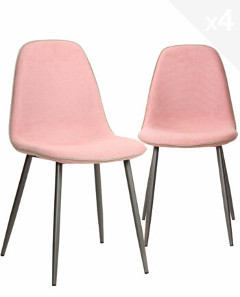chaises-salle-a-manger-design-moderne-lot-de-4-tissu-gaufre-rose