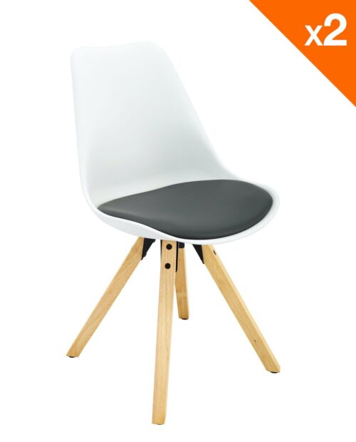 Chaise scandinave Clea Lot de 2 chaises - cuisine - salle à manger ( blanc et gris ) Chaise scandinave Clea Lot de 2 chaises - cuisine - salle à manger ( blanc et gris )