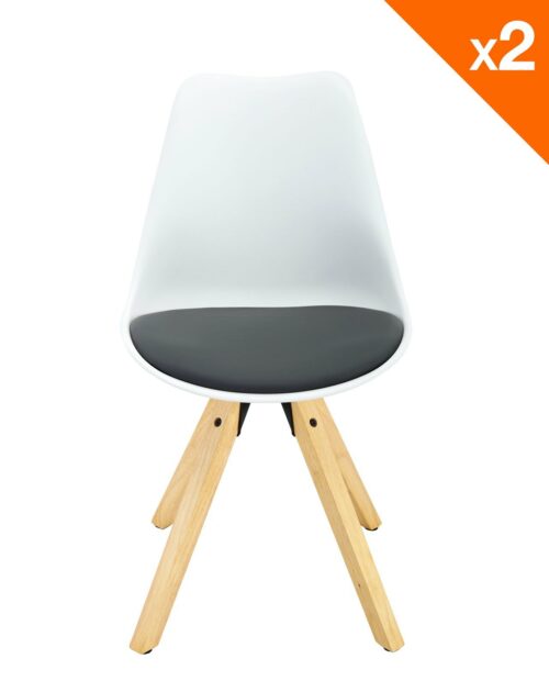Lot de 2 Chaises scandinave Clea - cuisine - salle à manger ( blanc et gris ) Lot de 2 Chaises scandinave Clea - cuisine - salle à manger ( blanc et gris )