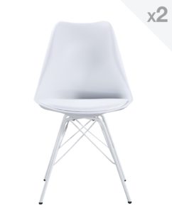 kayelles chaise design avec coussin rembourree - blanc