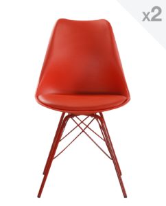 kayelles chaise design avec coussin rembourree - rouge