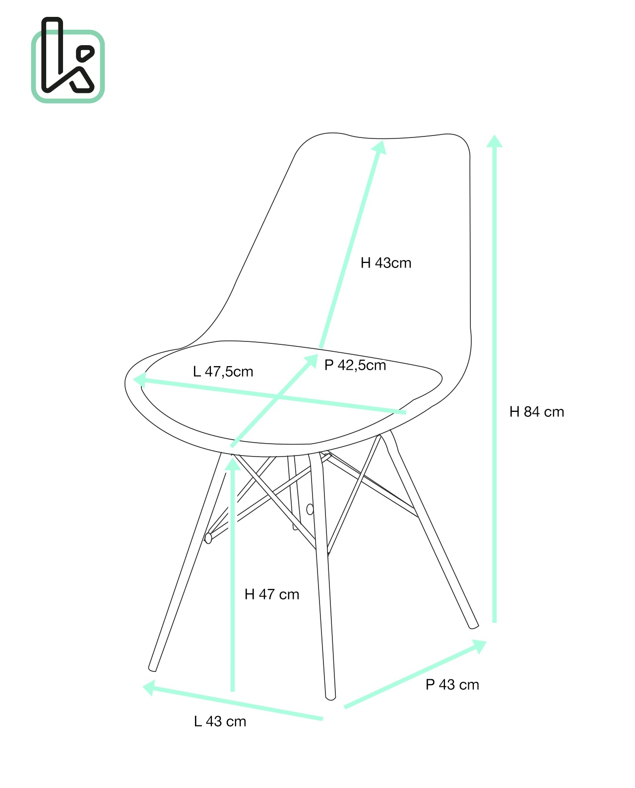 Lot de 2 chaises design vintage pied métal STEP
