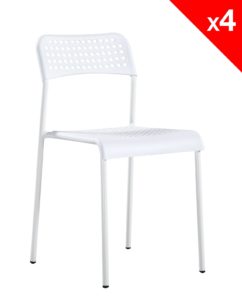 chaise pas cher empilable (blanche) métal et plastique