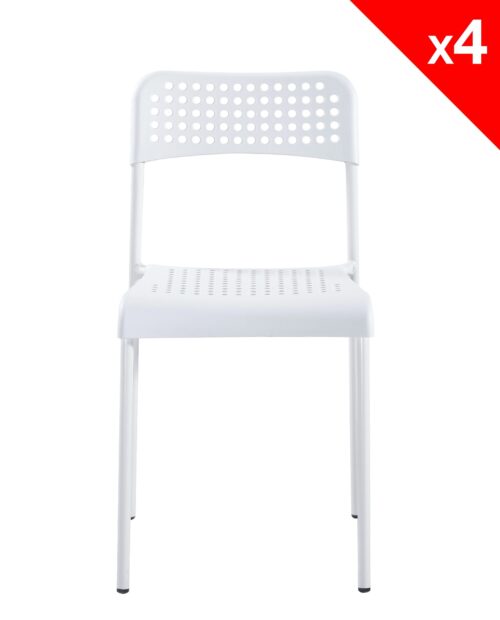 Chaises pas cher empilable - Lot de 4 (blanc) Chaises pas cher empilable - Lot de 4 (blanc)