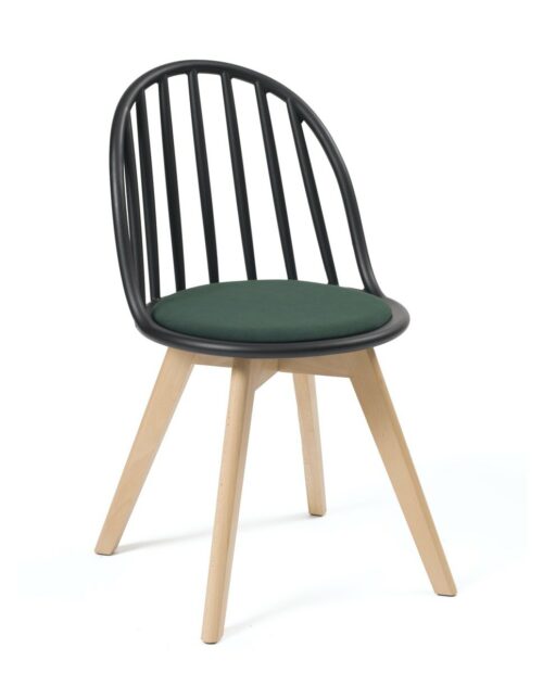 Chaise Scandinave Windsor - Coussin - Bold - Chaise bistrot - Noir Vert Chaise Scandinave Windsor - Coussin - Bold - Chaise bistrot - Noir Vert