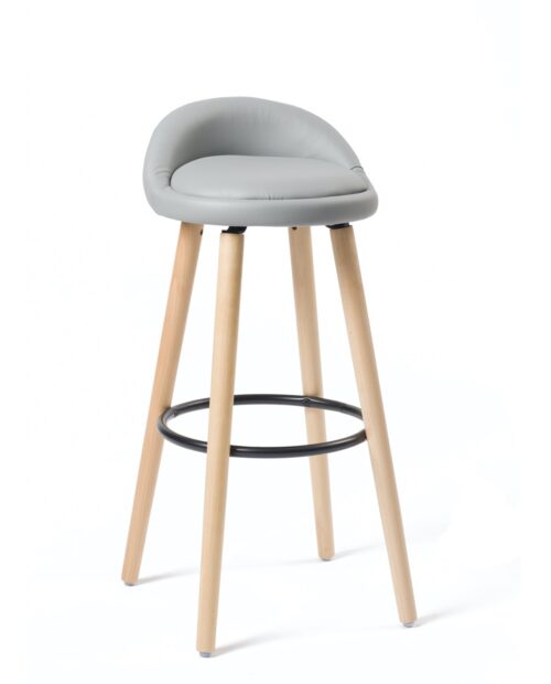 Chaise de bar Bois - Similicuir Gris clair - Lot de 2 Kayelles Chaise de bar Bois - Similicuir Gris clair - Lot de 2 Kayelles