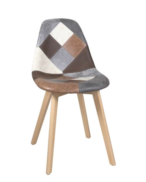 chaise-patchwork-marron-scandinaves-pieds-bois-salle-manger-cuisine-lot-2 chaise-patchwork-marron-scandinaves-pieds-bois-salle-manger-cuisine-lot-2