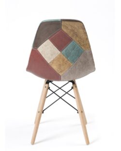 Chaise Scandinave Patchwork - Marron cuir Chaise Scandinave Patchwork - Marron cuir