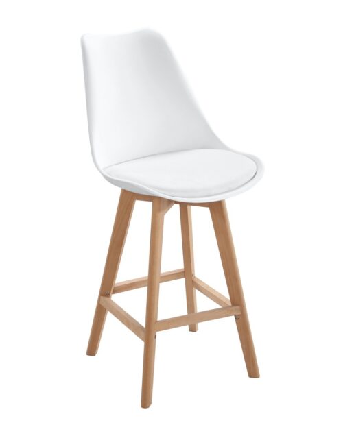 Lot de 2 Chaises de Bar Scandinaves coussin confort Blanc Lot de 2 Chaises de Bar Scandinaves coussin confort Blanc
