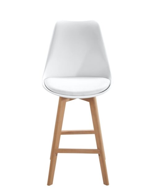 Lot de 2 tabourets de Bar Scandinaves avec coussin - Tika - kayelles - Blanc Lot de 2 tabourets de Bar Scandinaves avec coussin - Tika - kayelles - Blanc