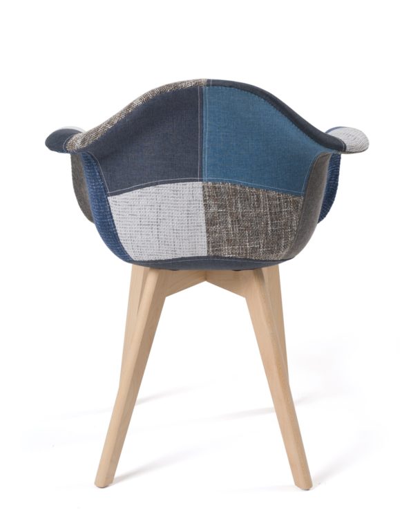 lot de 2 chaises Scandinaves patchwork - Tulipe - Bleu