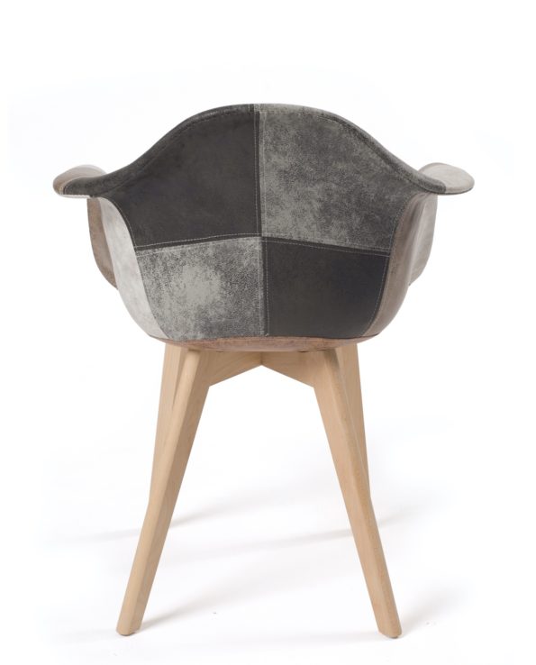 lot de 2 chaises Scandinaves patchwork - Tulipe - Marron