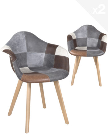 lot-2-fauteuils-scandinaves-patchwork-marron-salon-sejour-salle-manger