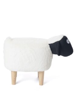 Ottoman, tabouret, Pouf Mouton enfant - Noir et blanc