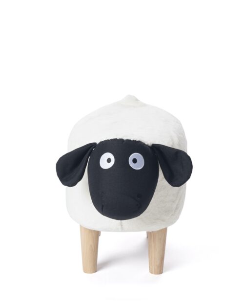 Pouf Tabouret, Ottoman, Enfant - Mouton - Noir et Blanc Pouf Tabouret, Ottoman, Enfant - Mouton - Noir et Blanc