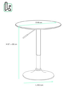 Seti Table de bar haute - Mange debout réglable en hauteur - DIametre 60cm - Kayelles