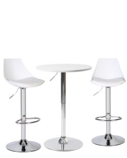 table mange debout hauteur réglable ronde blanc chrome