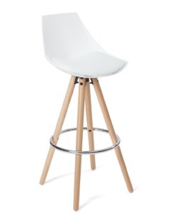 Chaise de bar design en bois - Blanc Coussin - Kayelles SOTO