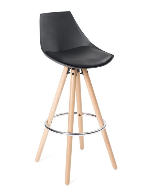 Chaise de bar design en bois - Noir Coussin - Kayelles SOTO Chaise de bar design en bois - Noir Coussin - Kayelles SOTO